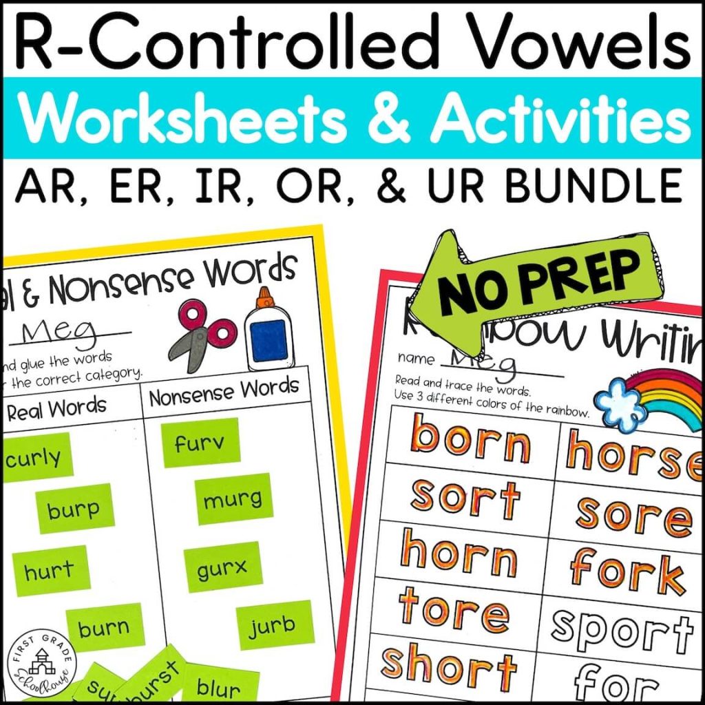 R-Controlled Vowels Worksheets & Activities AR, ER, IR, OR, & UR Bundle educational product cover