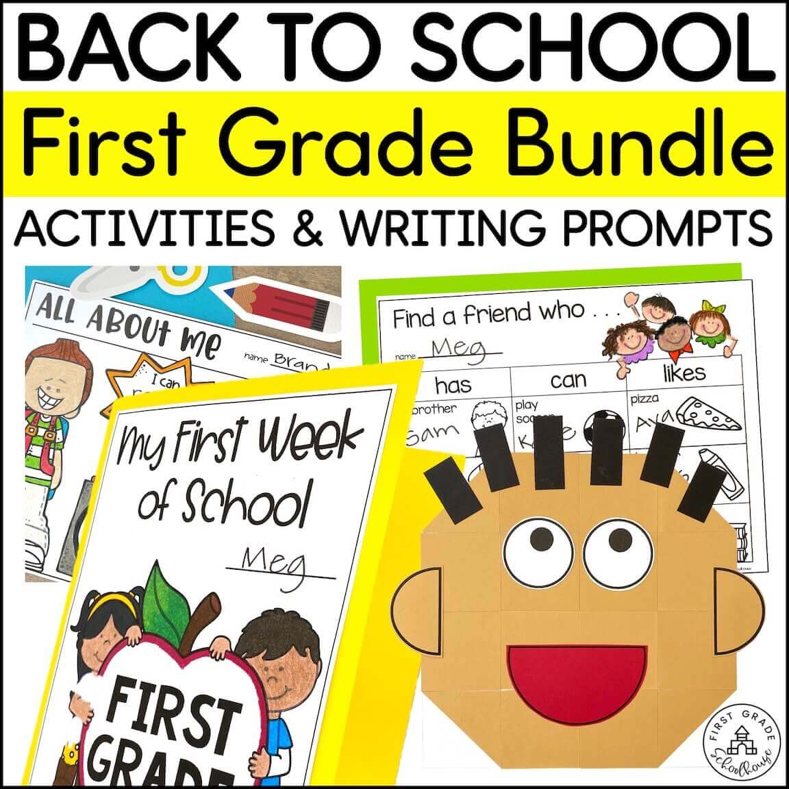 Back to School Activities & Writing Prompts First Grade Bundle product